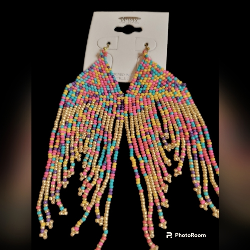 Beaded Fringe  Earrings